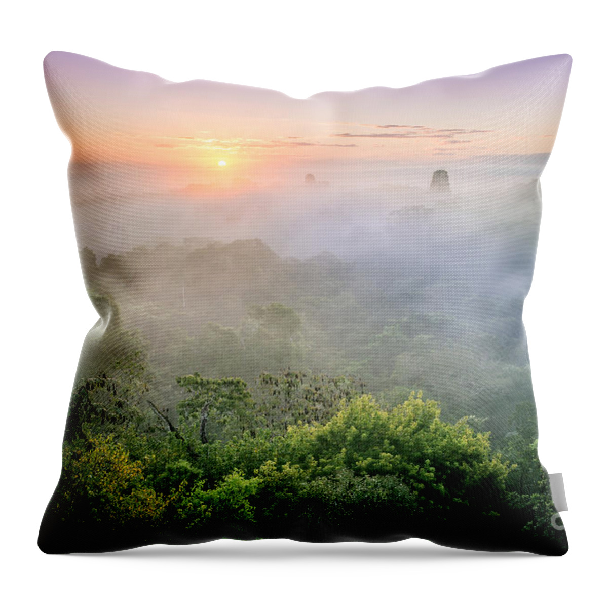 Tikal Throw Pillow featuring the photograph Sunrise in Tikal by Jola Martysz