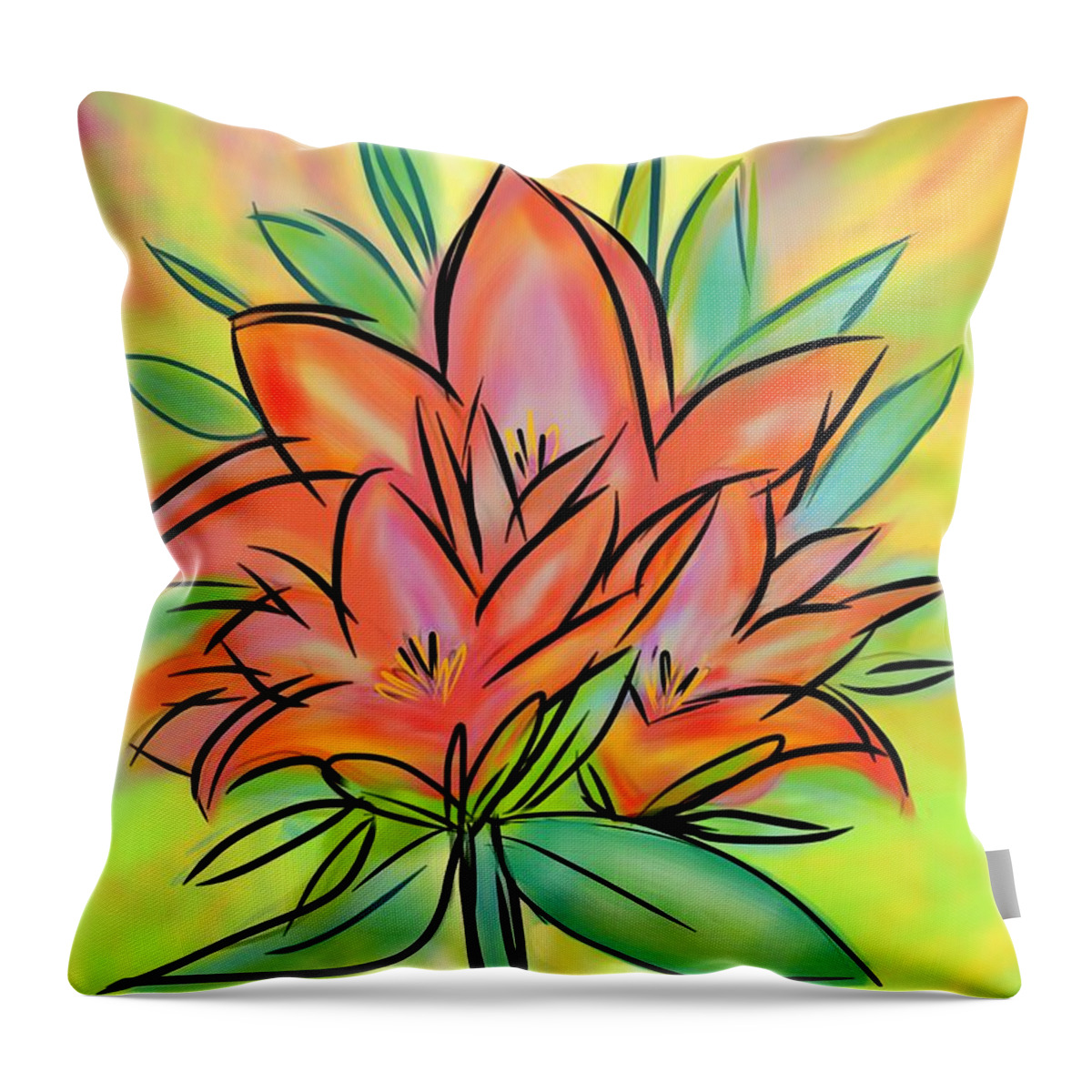 Lily Throw Pillow featuring the digital art Sunrise Lily by Christine Fournier