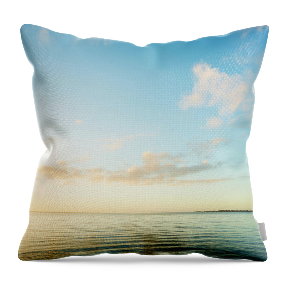 Scenics Throw Pillow featuring the photograph Sunrise Over Sea by Spooh