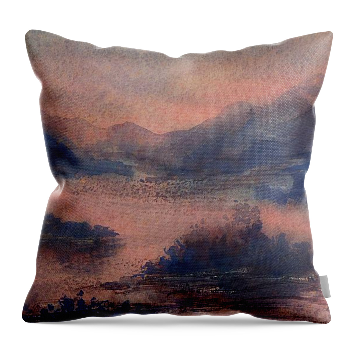 Vermont Throw Pillow featuring the painting Sunset at Lake Champlain by Joy Nichols