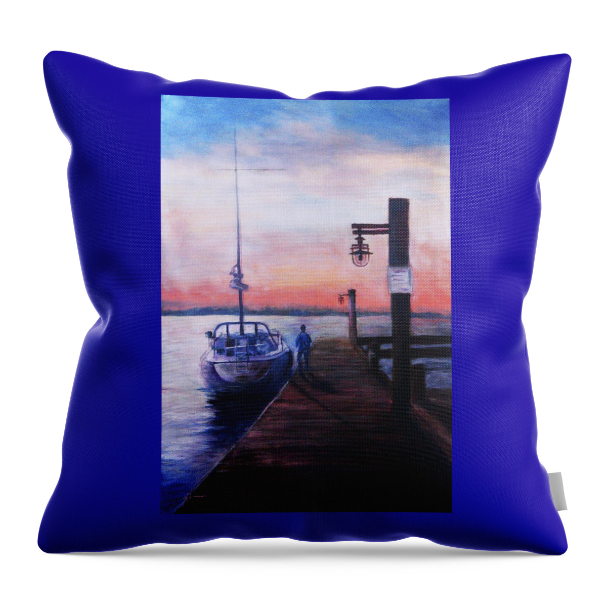 Watercolor Throw Pillow featuring the painting Sunset at Rocky Point by Sher Nasser