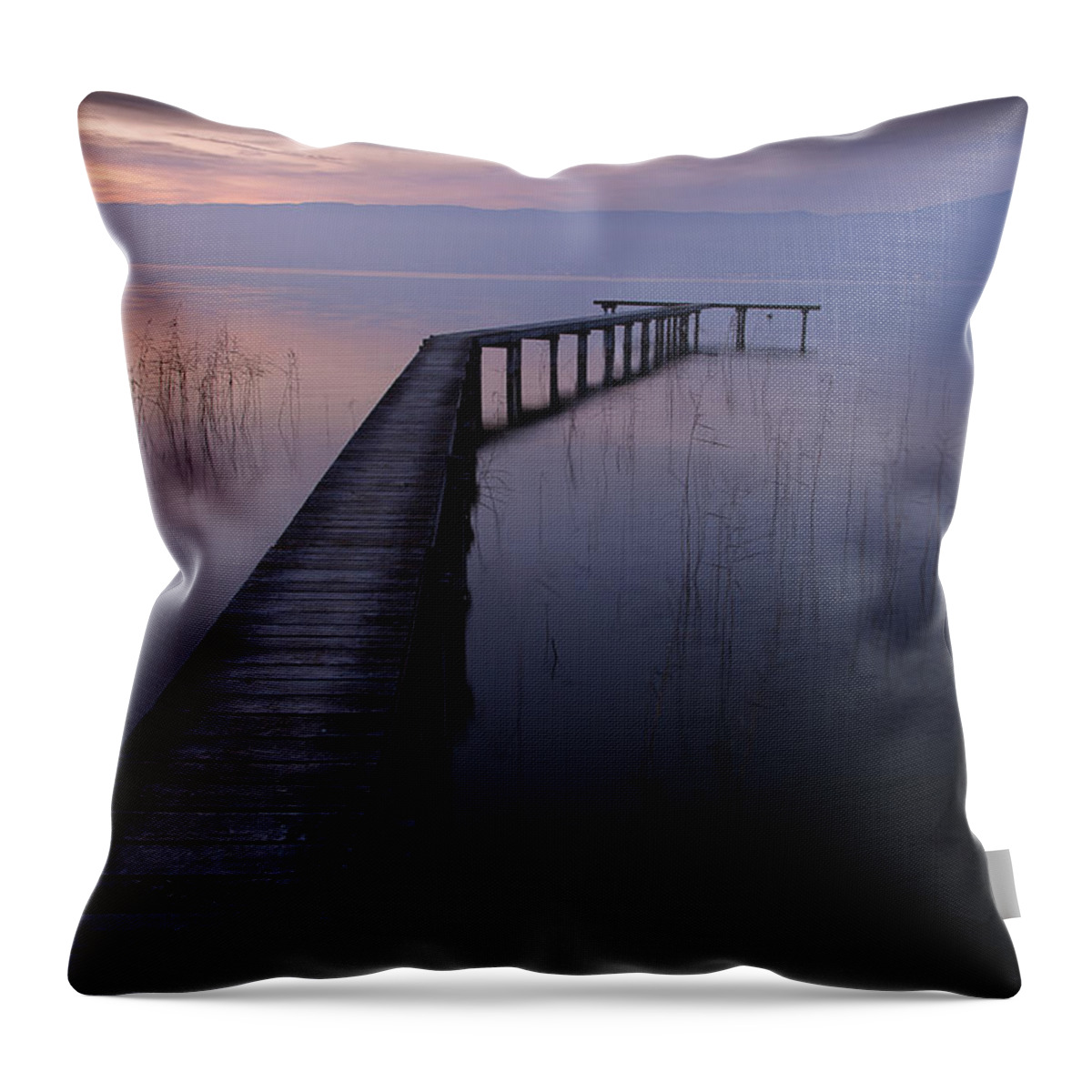 Sunset Throw Pillow featuring the photograph Sunset at the lake by Dominique Dubied