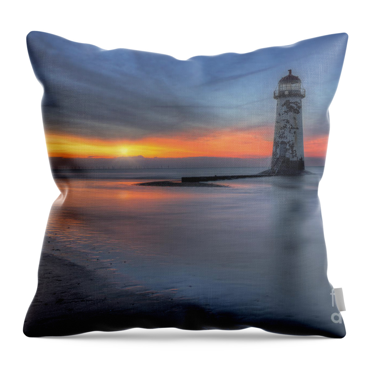 Lighthouse Throw Pillow featuring the photograph Sunset at the Lighthouse v3 by Ian Mitchell