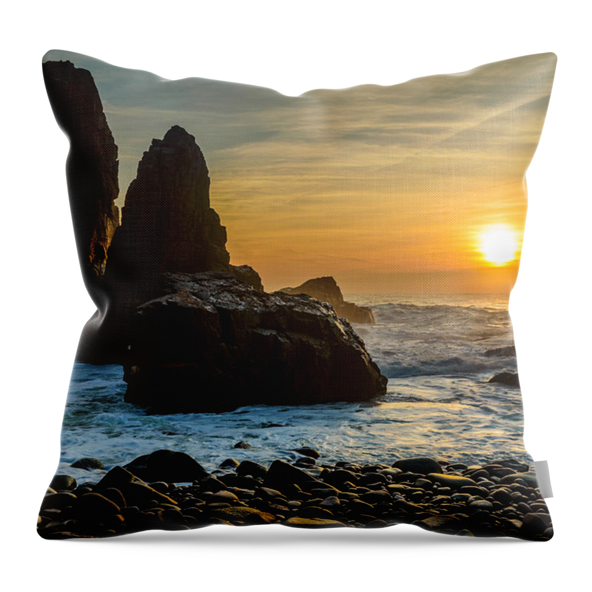 Rock Throw Pillow featuring the photograph Sunset At The World's End II by Marco Oliveira