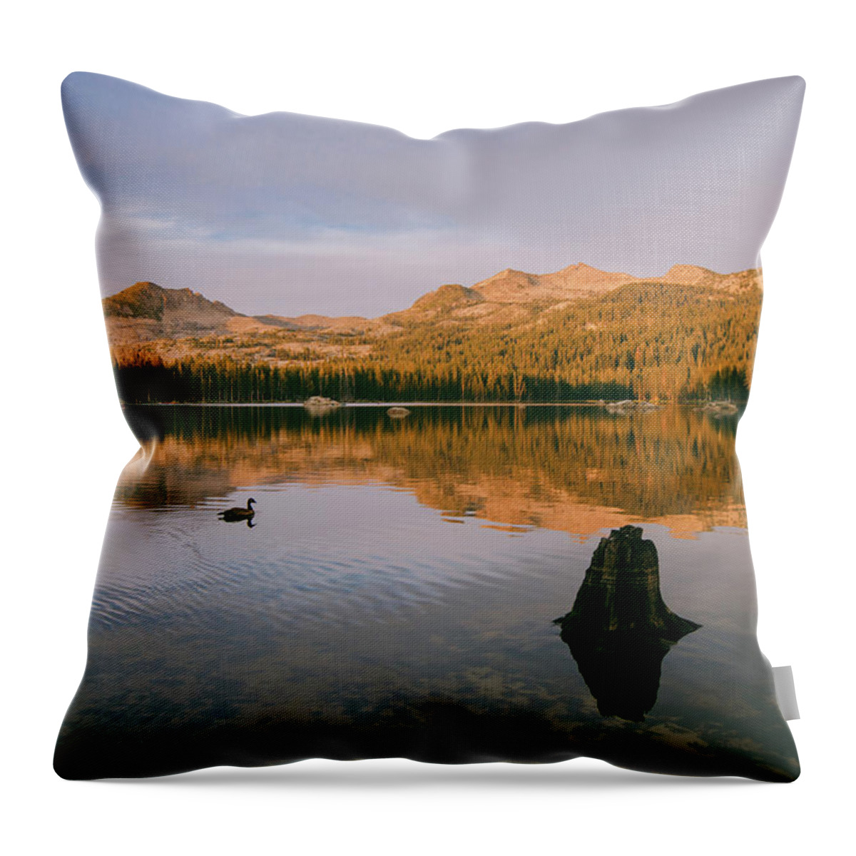 Scenics Throw Pillow featuring the photograph Sunset At Wrights Lake Near Lake Tahoe by Steve Hymon