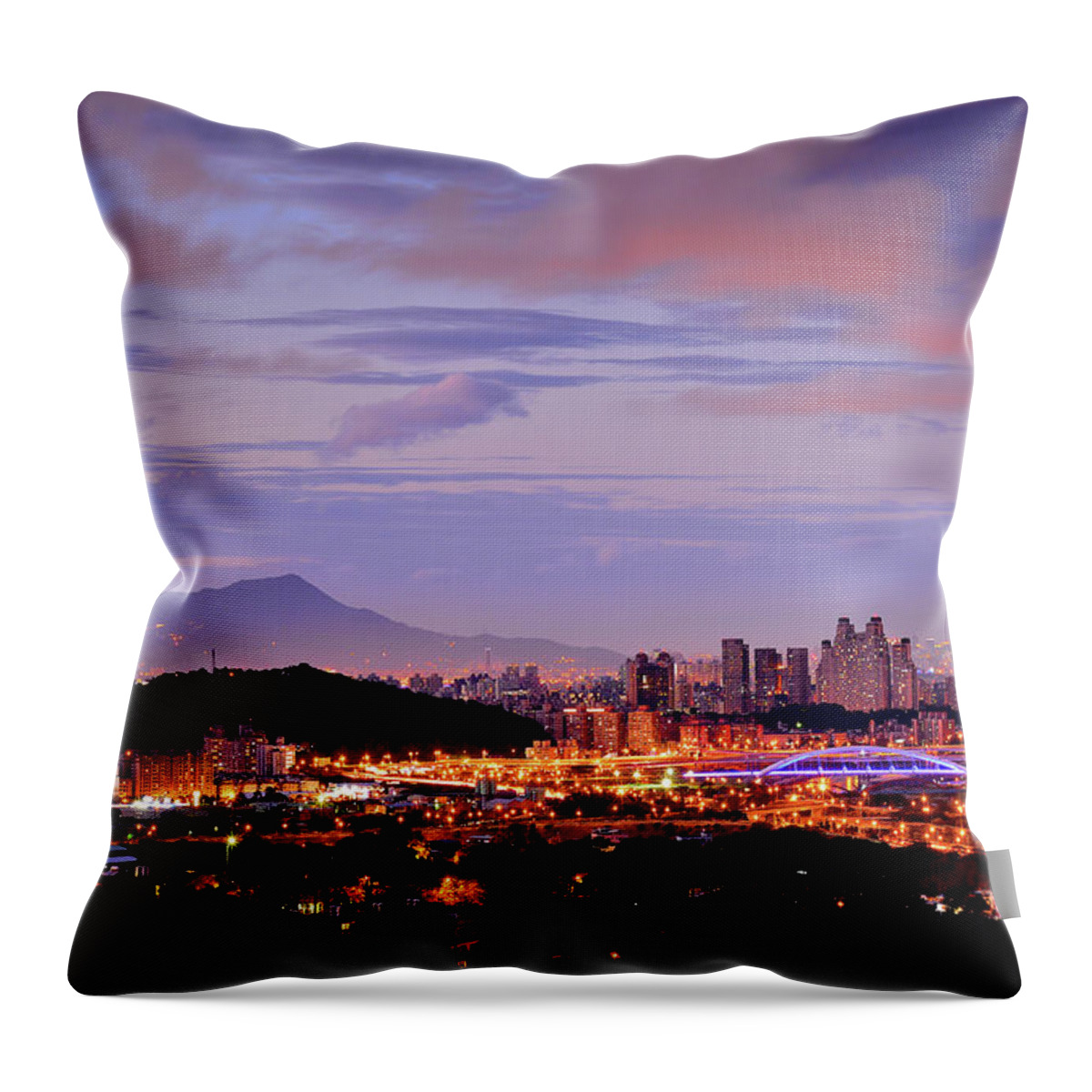 Taiwan Throw Pillow featuring the photograph Sunset At Xindian, New Taipei City by Bunya541