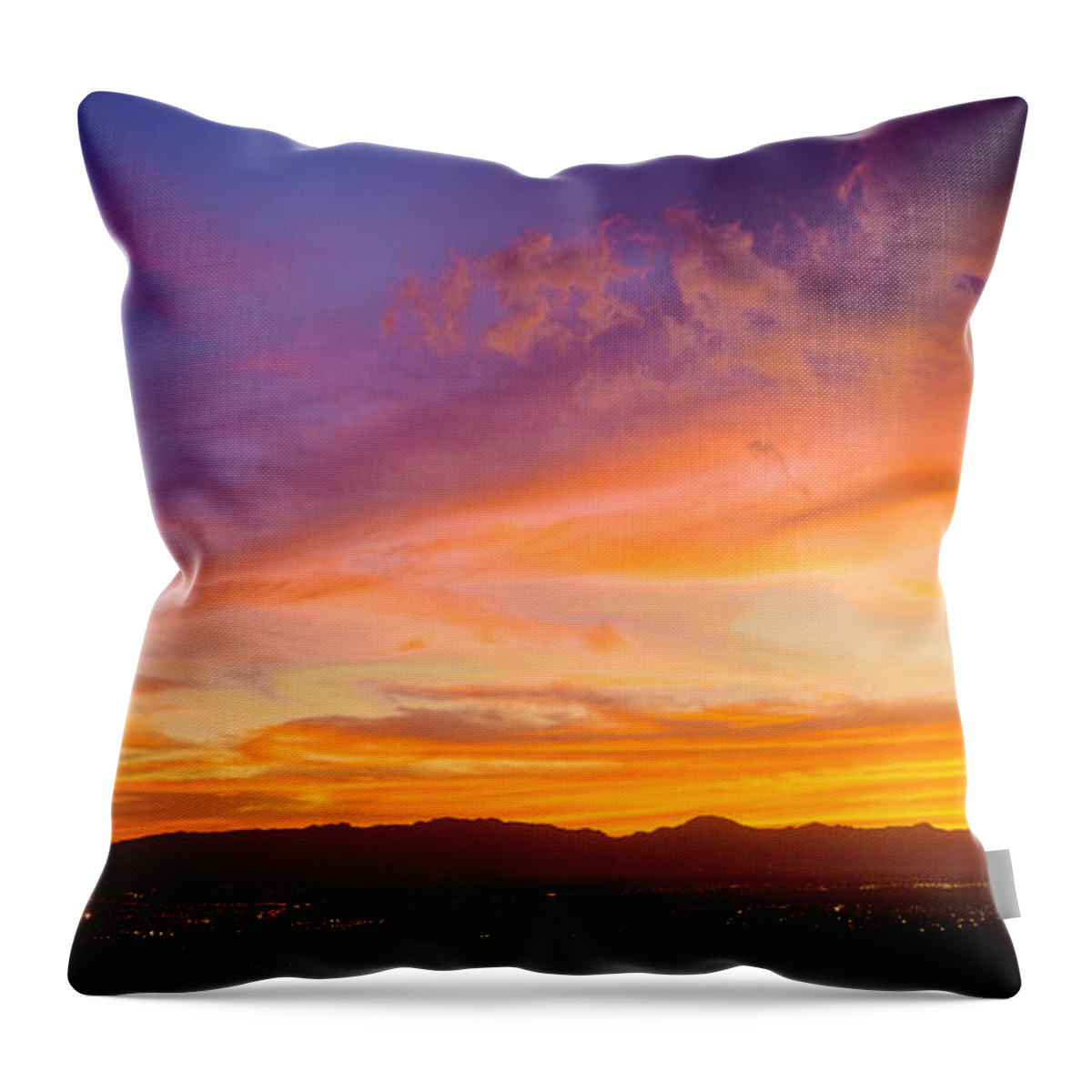 Waianae Mountain Range Throw Pillow featuring the photograph Sunset Behind the Wainae Mountain Range by Aloha Art