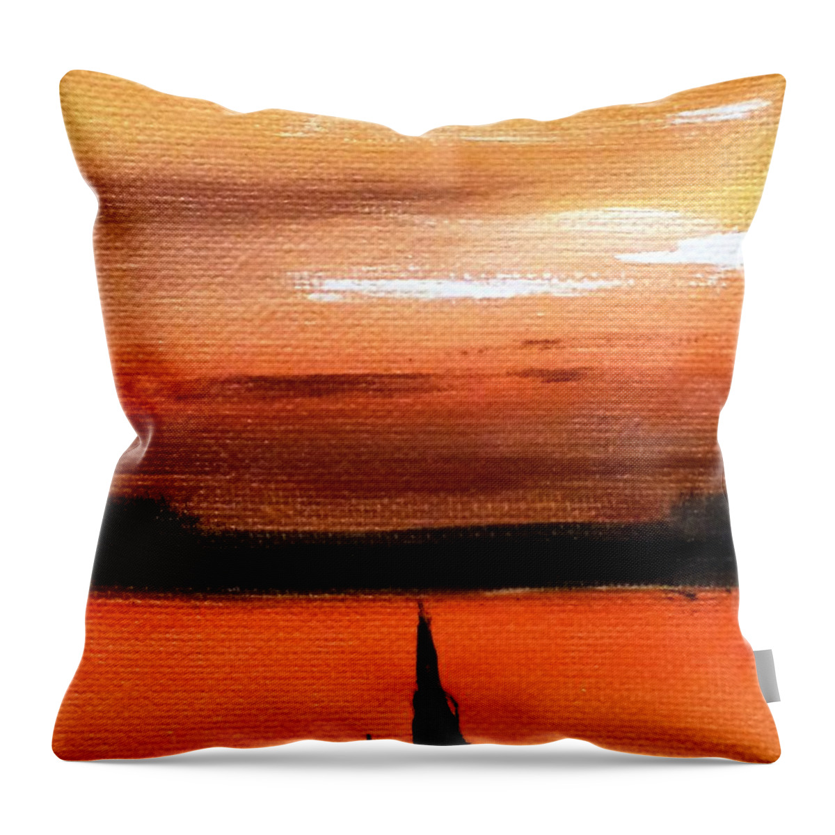 Boat Throw Pillow featuring the painting Sunset Boat by Amalia Suruceanu