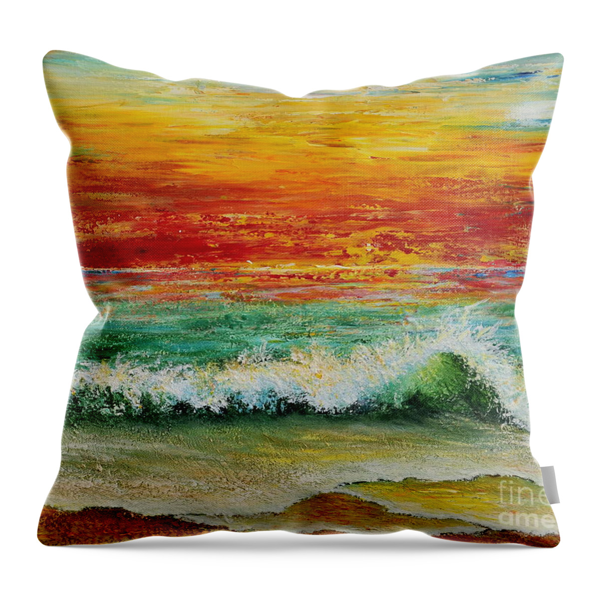Palette Knife Throw Pillow featuring the painting Sunset Breeze by Teresa Wegrzyn