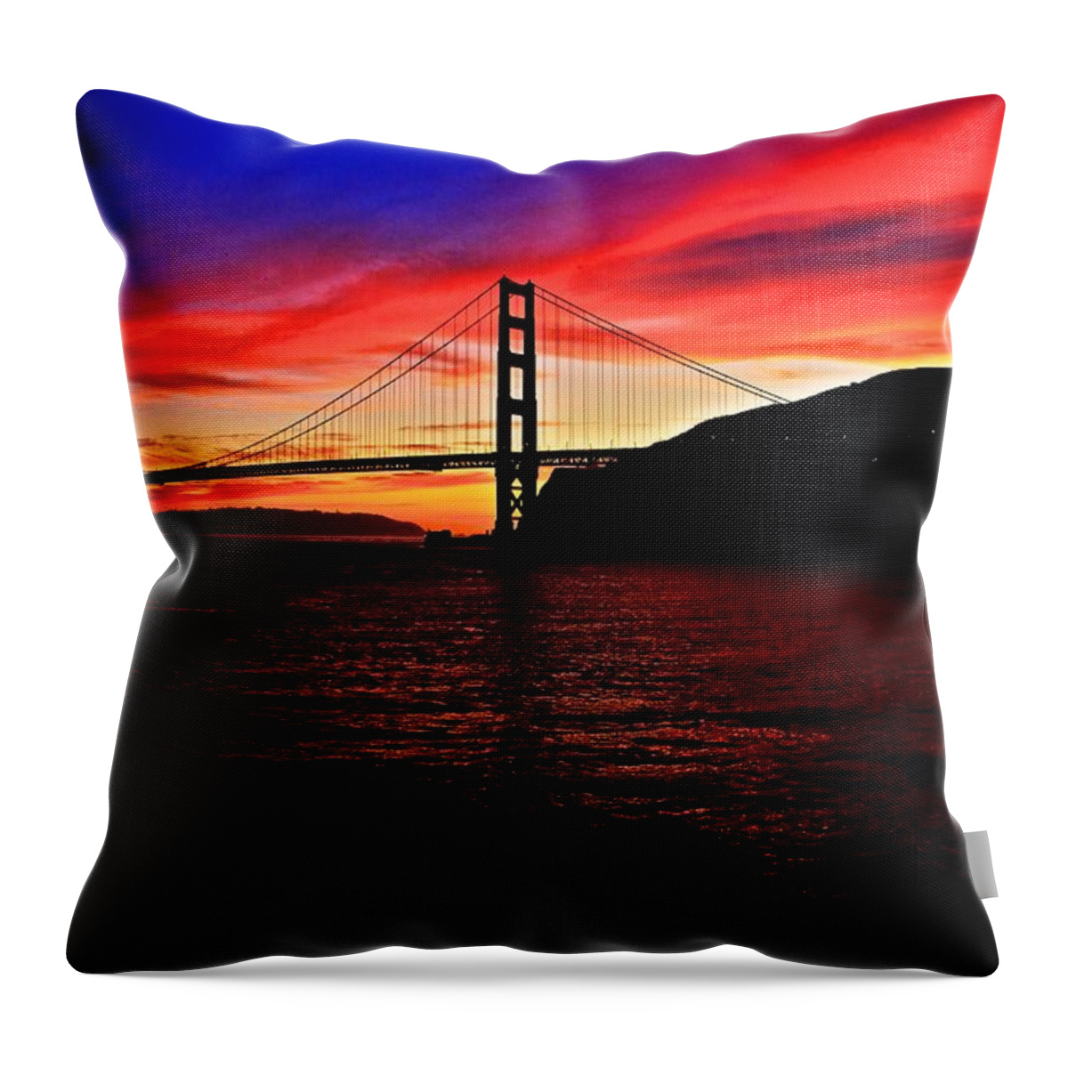 Golden Gate Bridge Throw Pillow featuring the photograph Sunset by the Bay by Dave Files