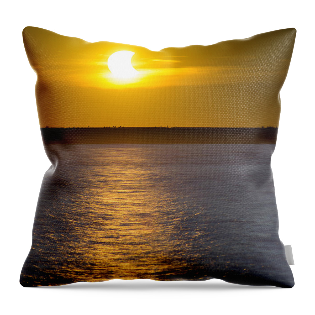 Solar Eclipse Throw Pillow featuring the photograph Sunset Eclipse by Chris Bordeleau