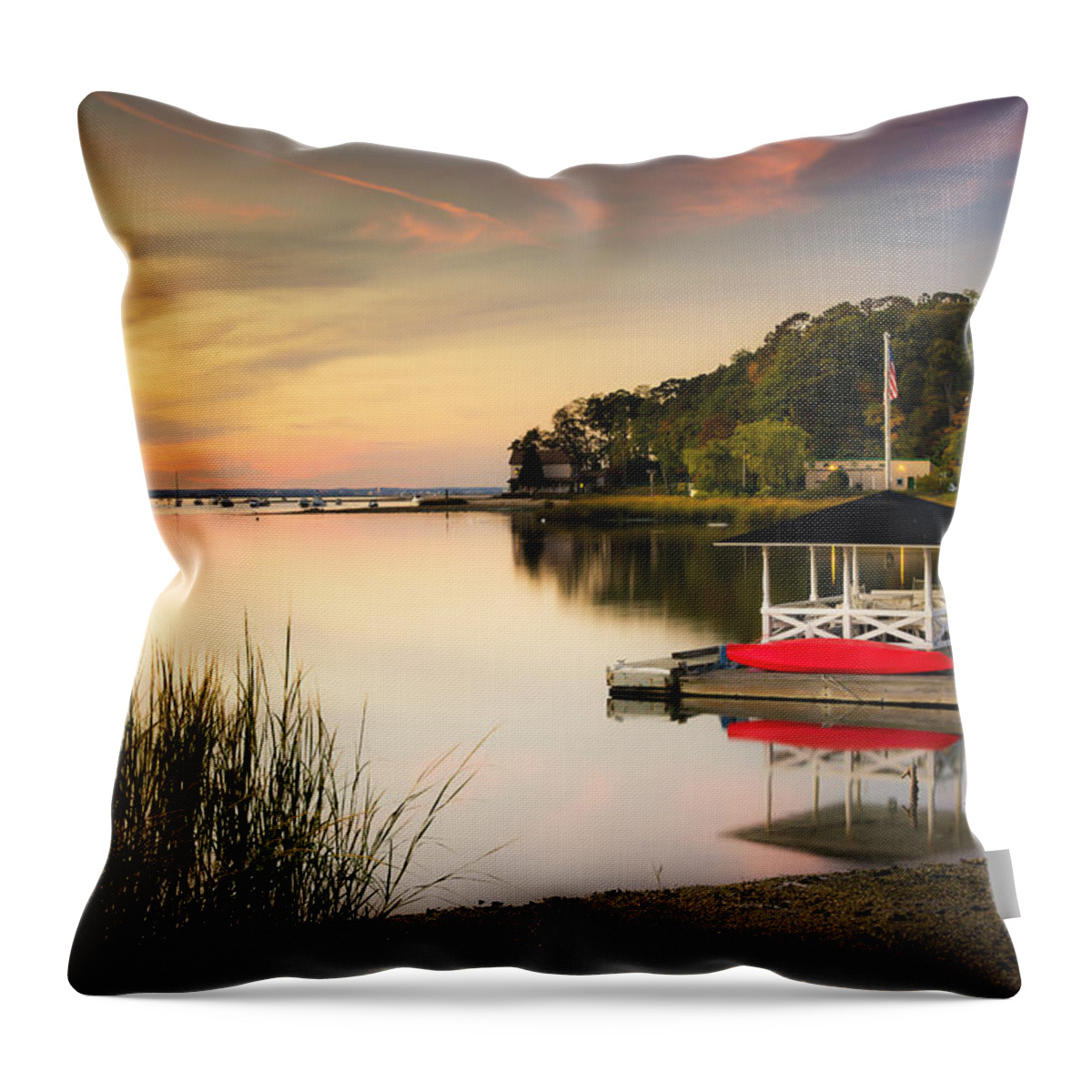 Sunset Throw Pillow featuring the photograph Sunset in Centerport by Alissa Beth Photography