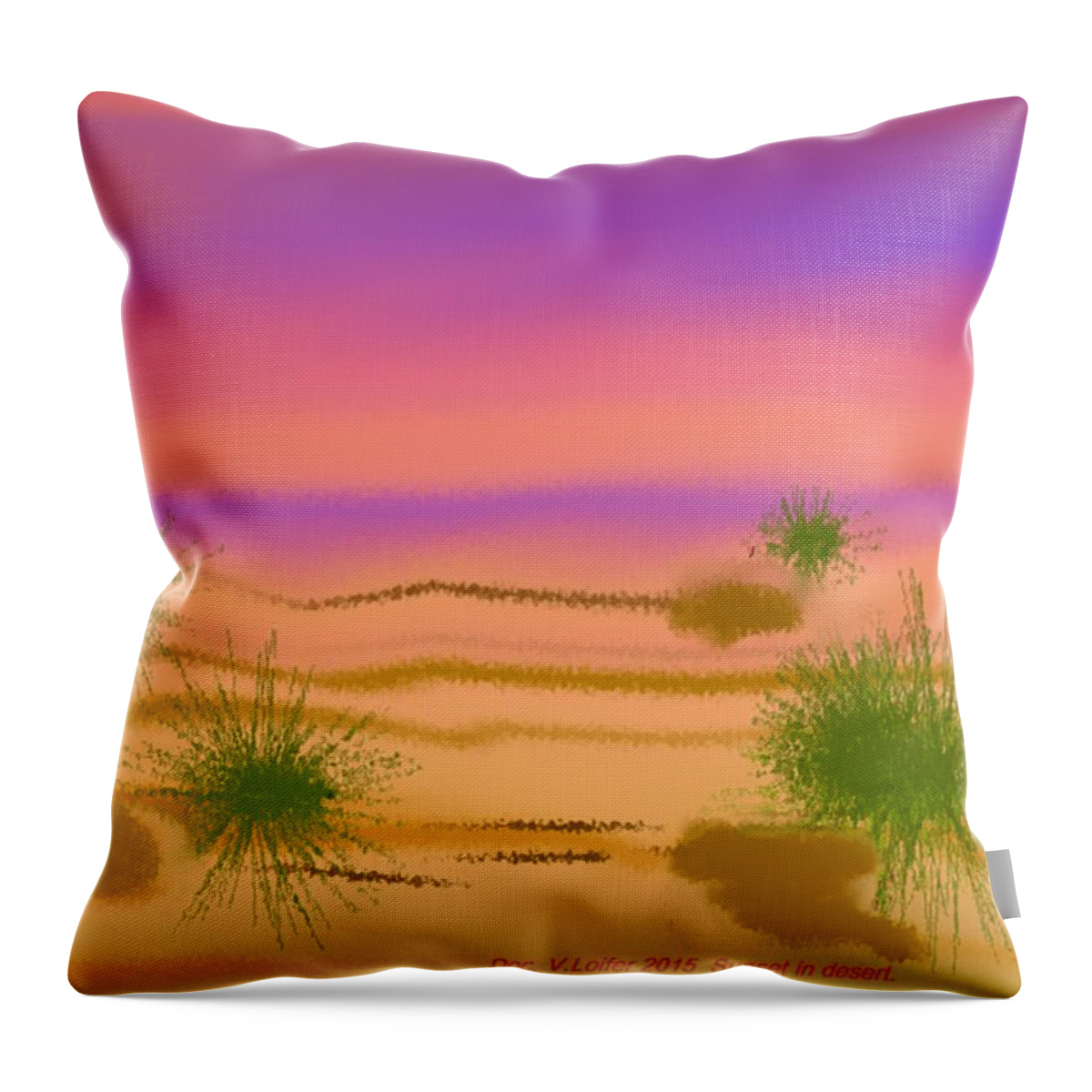 Sky Colors Evening Sunset Desert Heat Shadow Throw Pillow featuring the digital art Sunset in desert. by Dr Loifer Vladimir