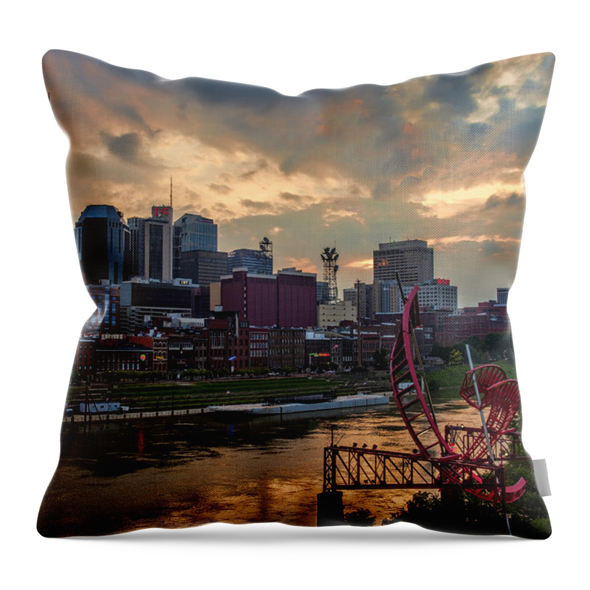 Neon Throw Pillow featuring the photograph Sunset Nashville by Diana Powell