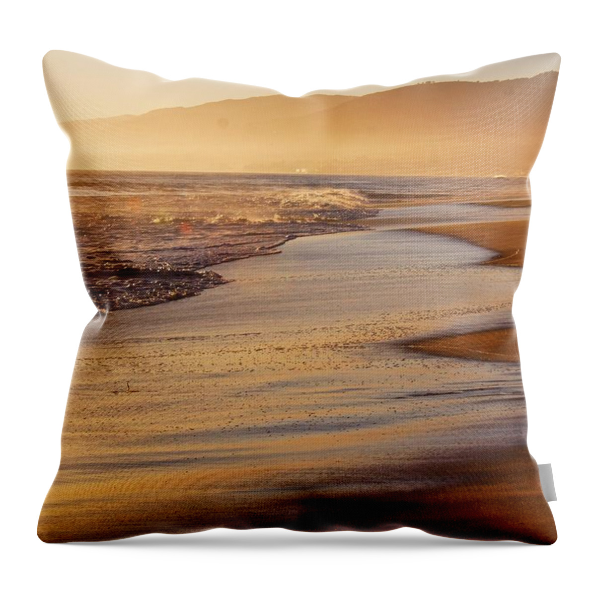 Beach Throw Pillow featuring the photograph Sunset on a Beach by Alexander Fedin