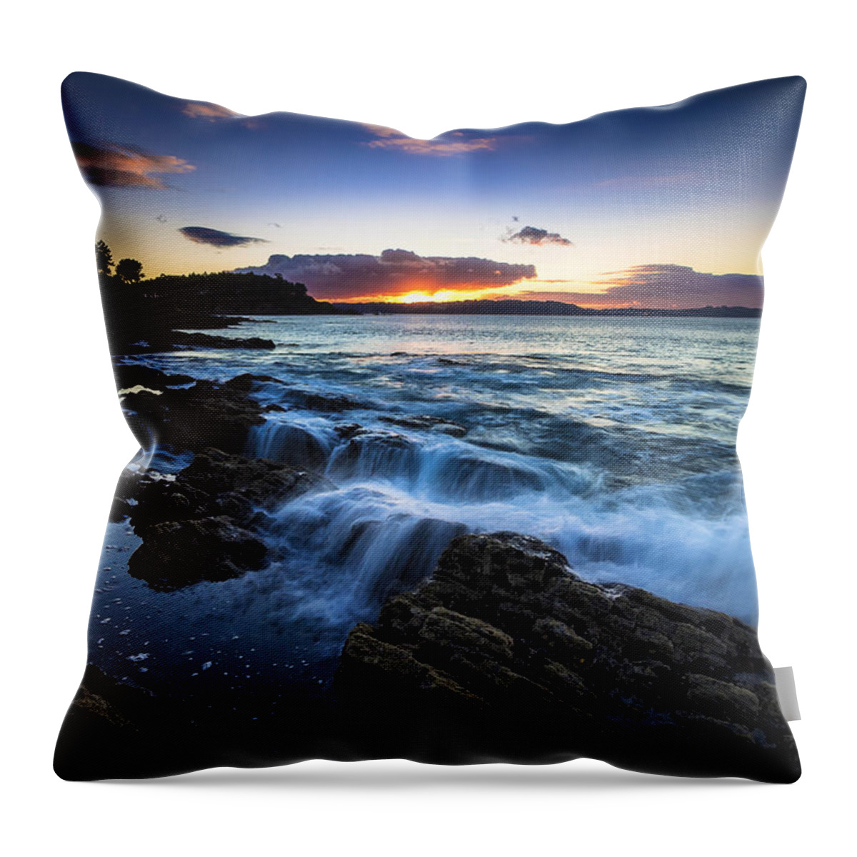 Ber Throw Pillow featuring the photograph Sunset on Ber Beach Galicia Spain by Pablo Avanzini