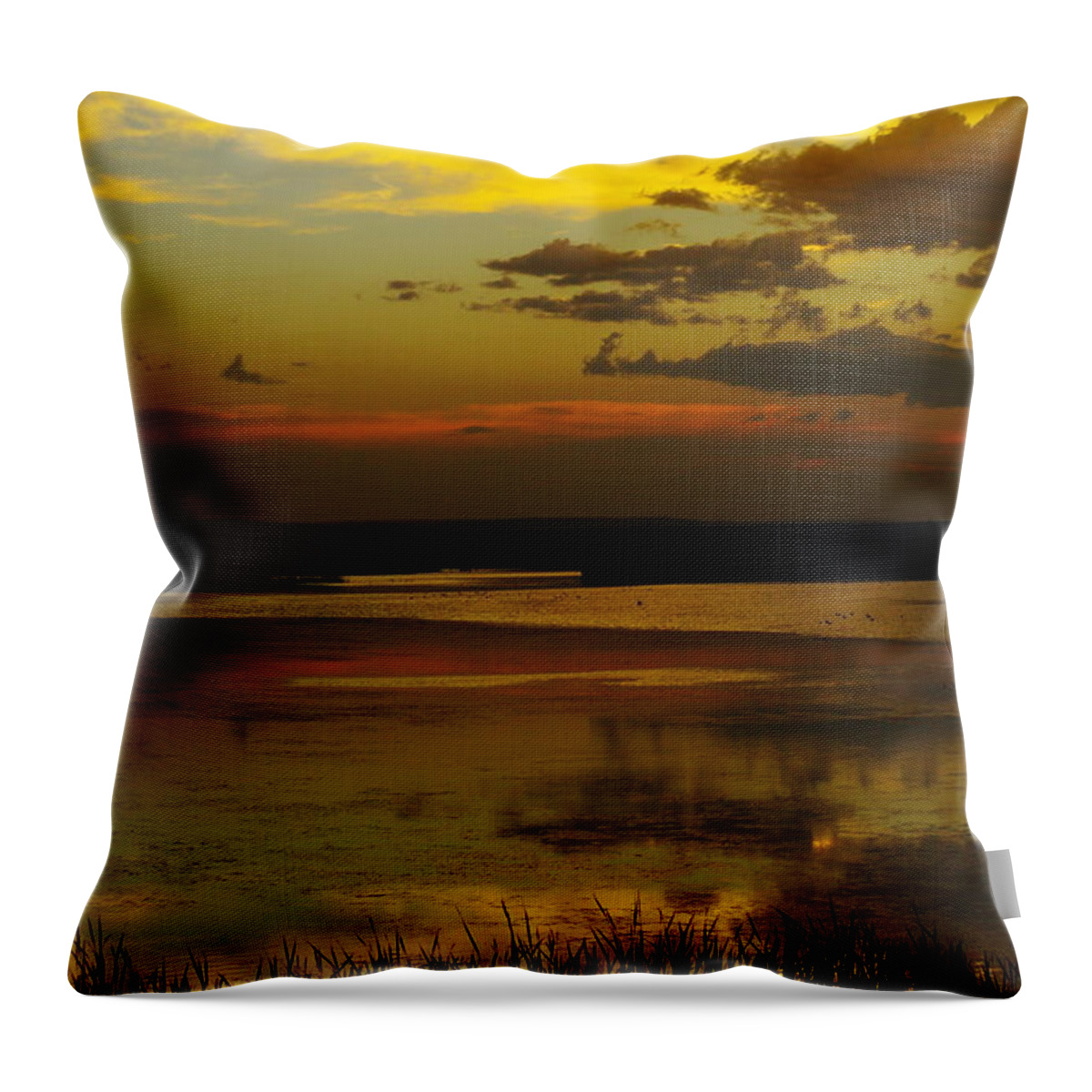 Lakes Throw Pillow featuring the photograph Sunset On Medicine Lake by Jeff Swan