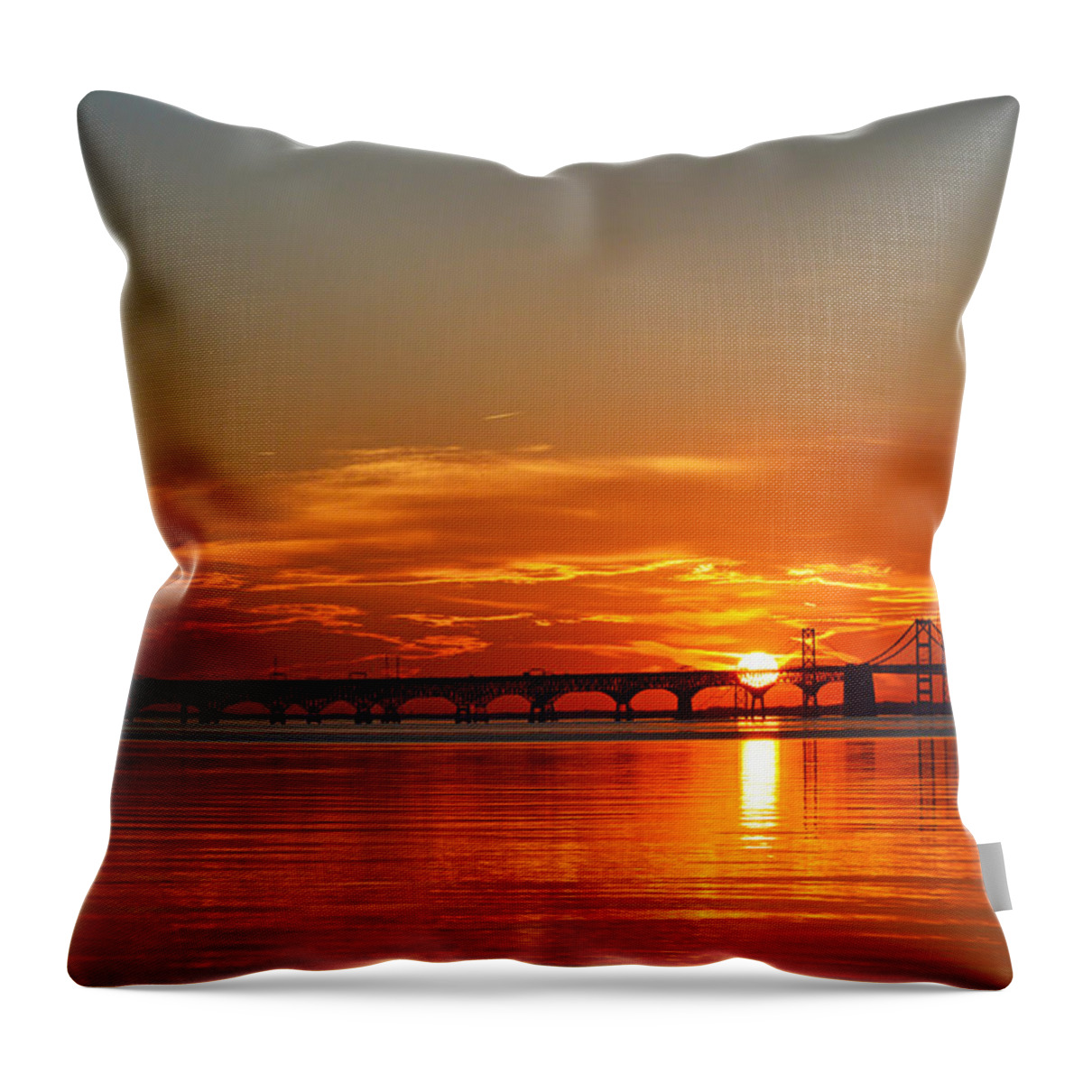 Chesapeake Throw Pillow featuring the photograph Sunset on the Chesapeake by Caitlin Hodges
