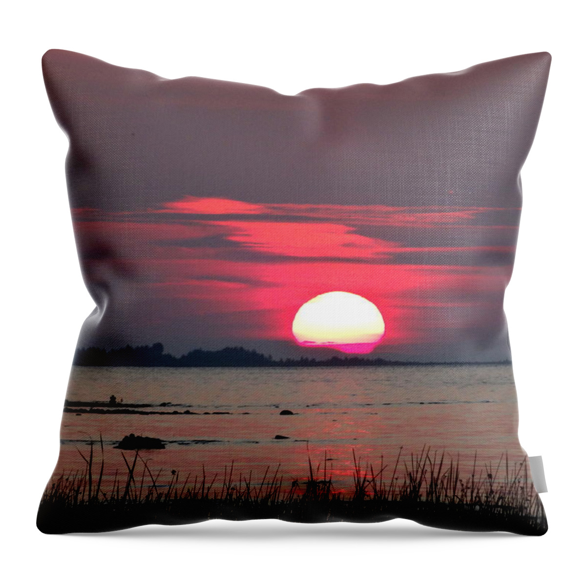 Sunset Throw Pillow featuring the photograph Sunset Over Lake Michigan 4 by Kathleen Luther