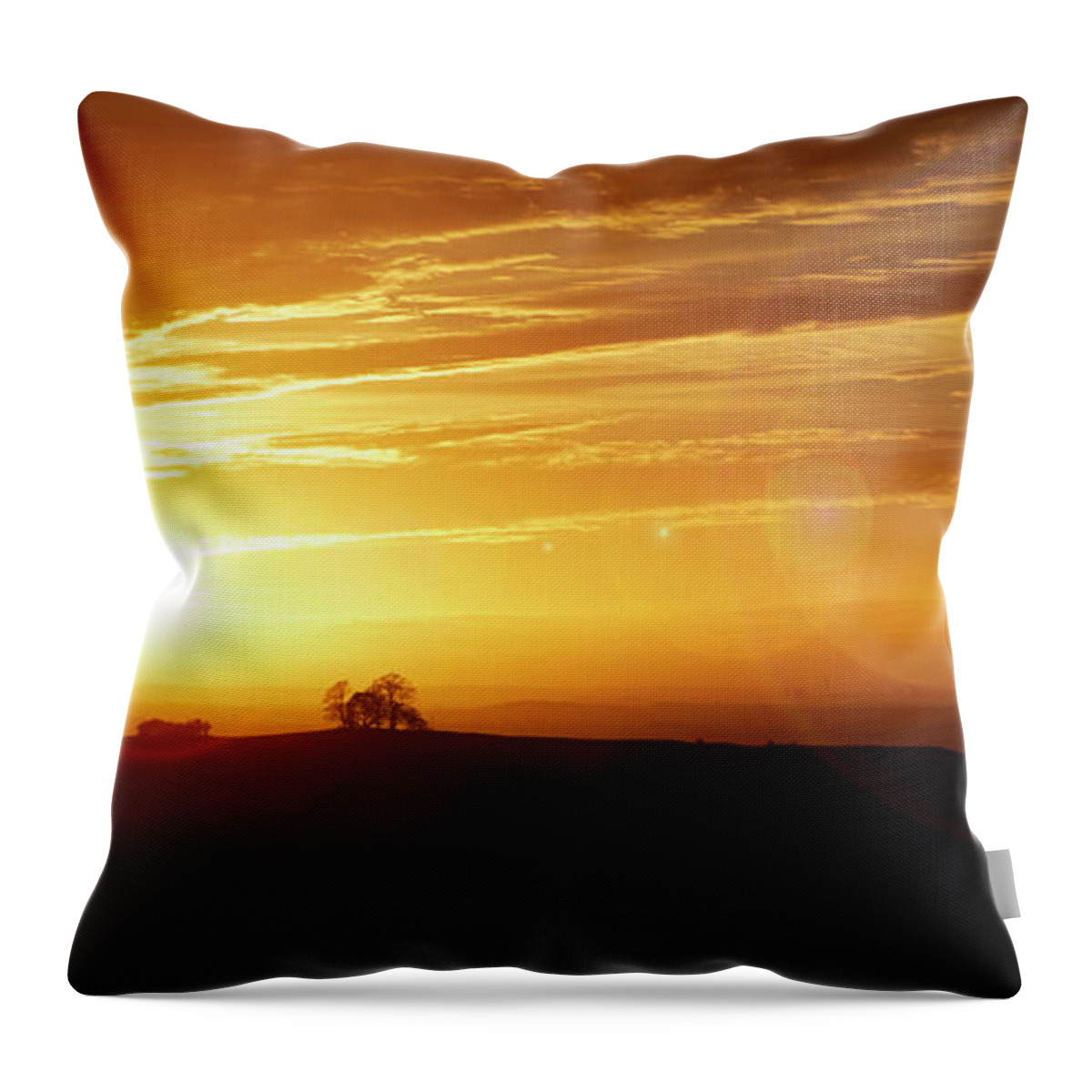 Panoramic Throw Pillow featuring the photograph Sunset Over The Chilterns by Simonbradfield