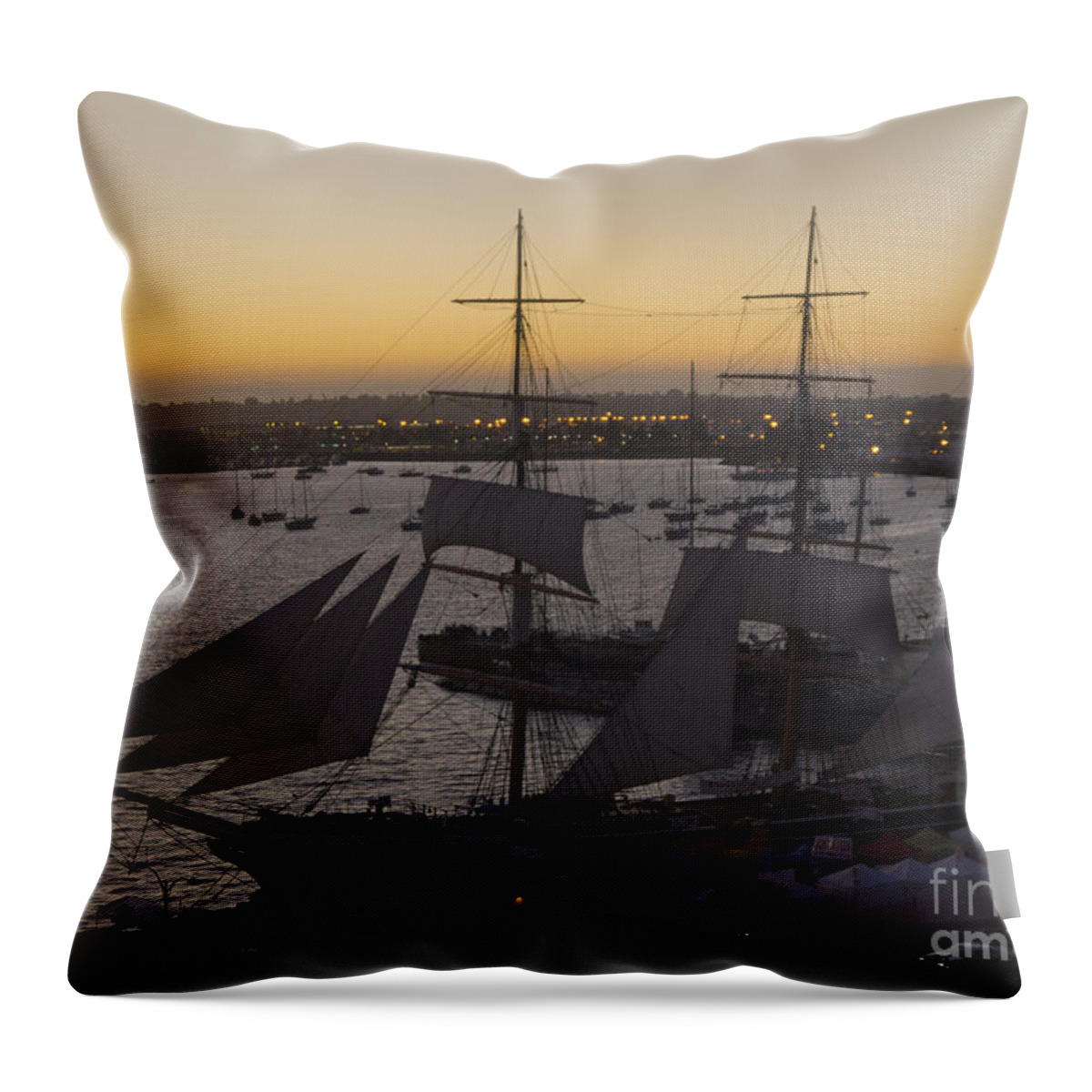 Ships Throw Pillow featuring the photograph Sunset over the Tall Ships by Brenda Kean