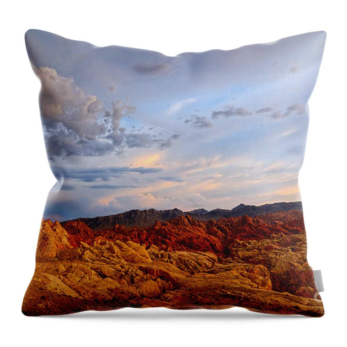 Sunset Throw Pillow featuring the photograph Sunset over Valley of Fire State Park in Nevada by Jamie Pham