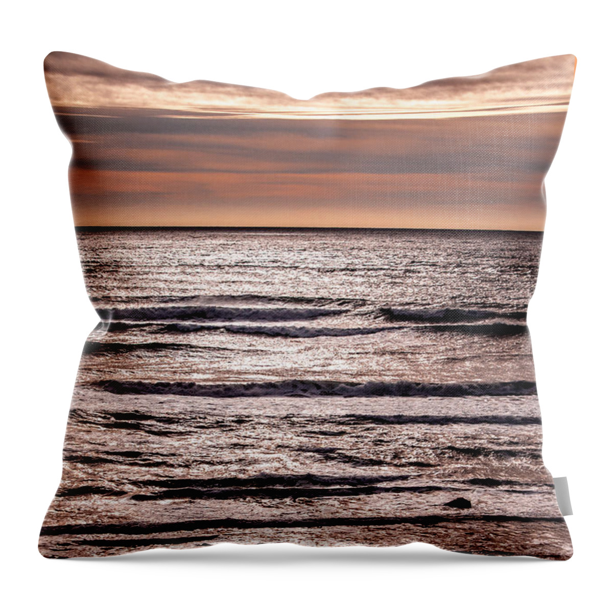 Sunset Throw Pillow featuring the photograph Sunset Ocean by Roxy Hurtubise