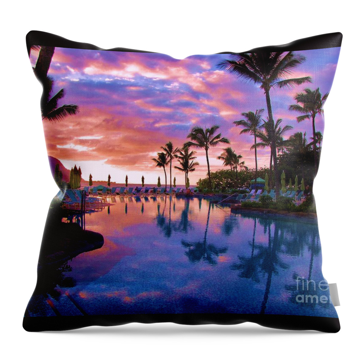 St Regis Throw Pillow featuring the photograph Sunset Reflection St Regis Pool by Michele Penner