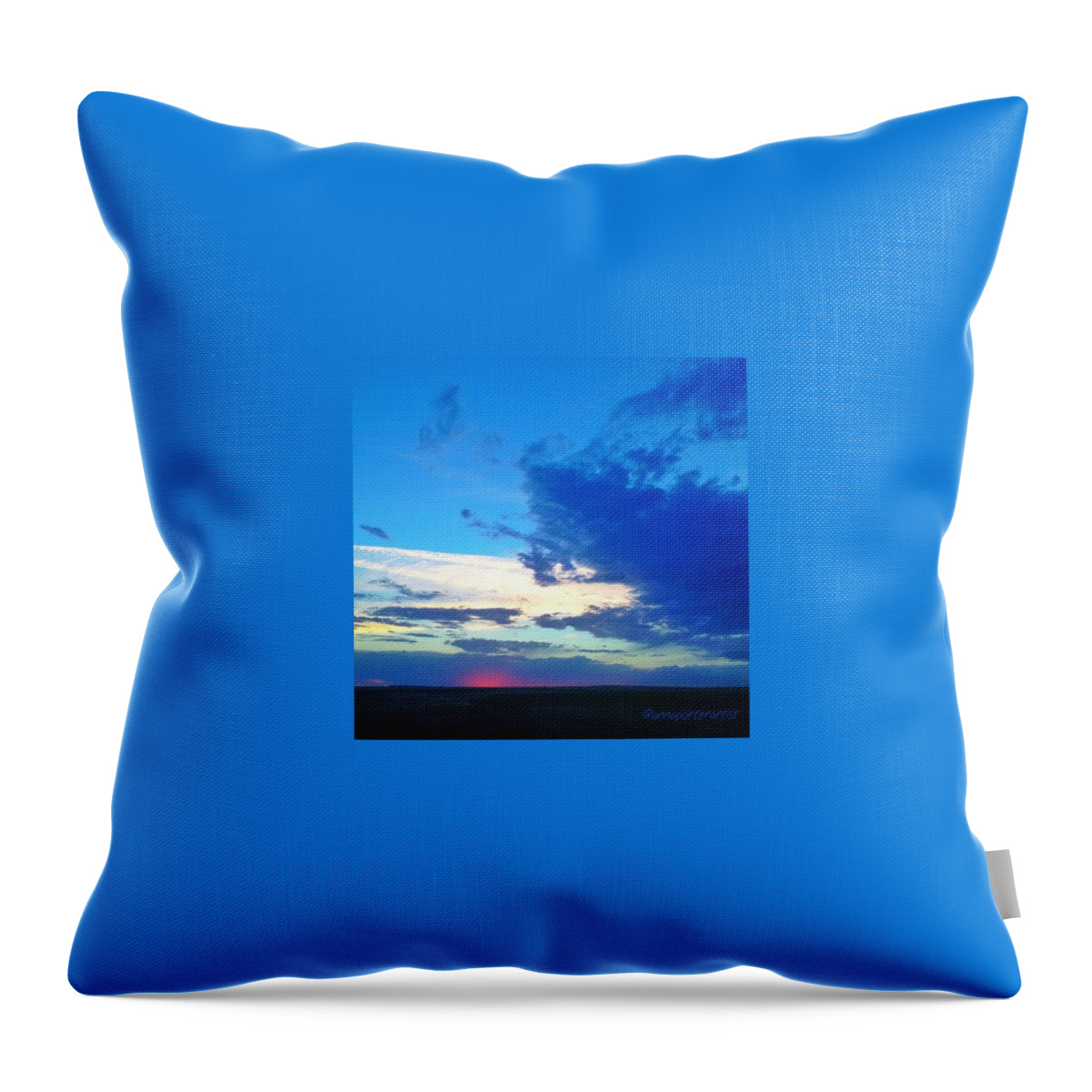 Blue Throw Pillow featuring the photograph Sunset Washington Style by Anna Porter