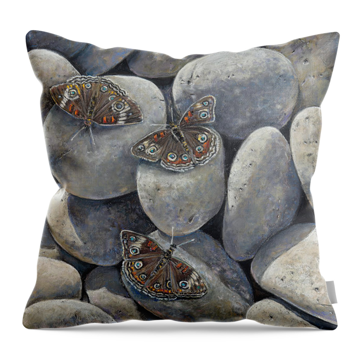 Birdseye Art Studio Throw Pillow featuring the painting Sunshine and Butterflies by Nick Payne