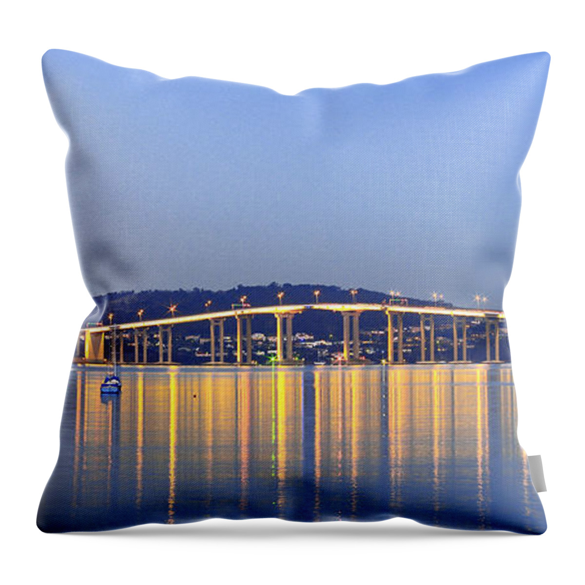 Hobart Throw Pillow featuring the photograph Super Moon Rising by Anthony Davey