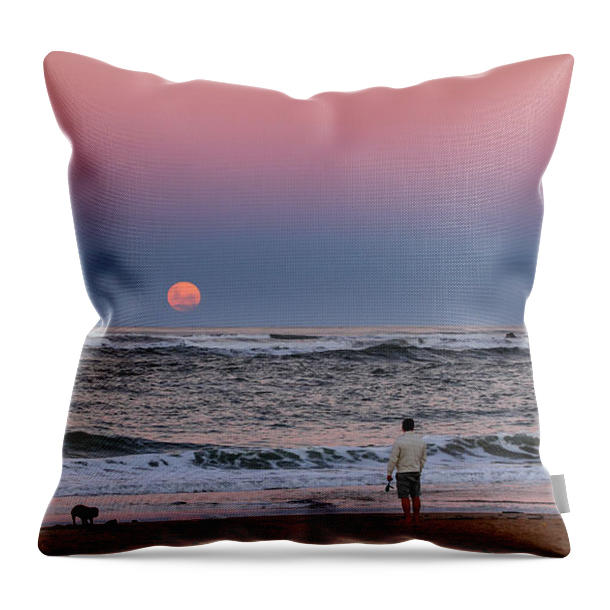 Super Moon Throw Pillow featuring the photograph Supermoonrise by Howard Ferrier