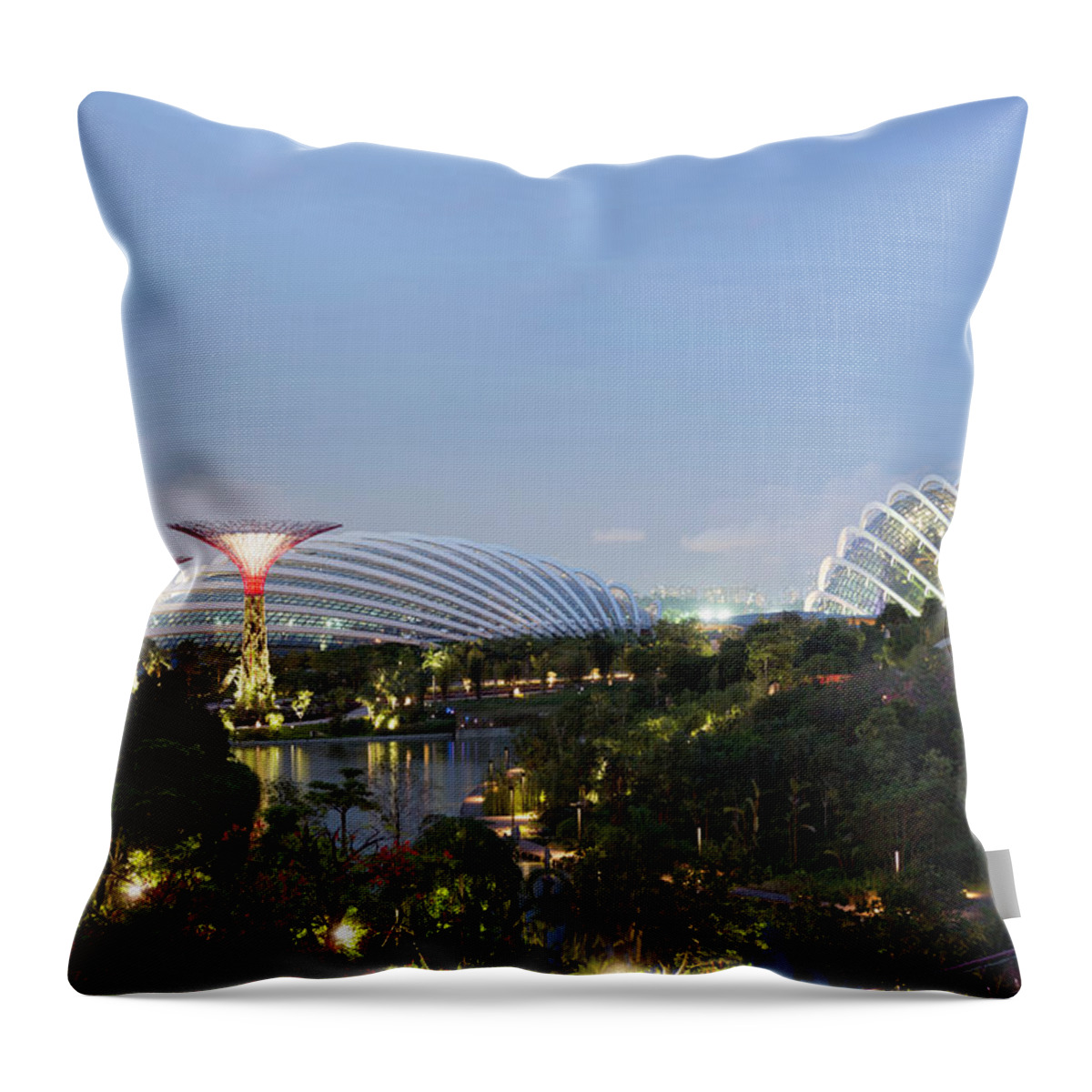 Outdoors Throw Pillow featuring the photograph Supertrees And Conservatories, Gardens by Eternity In An Instant