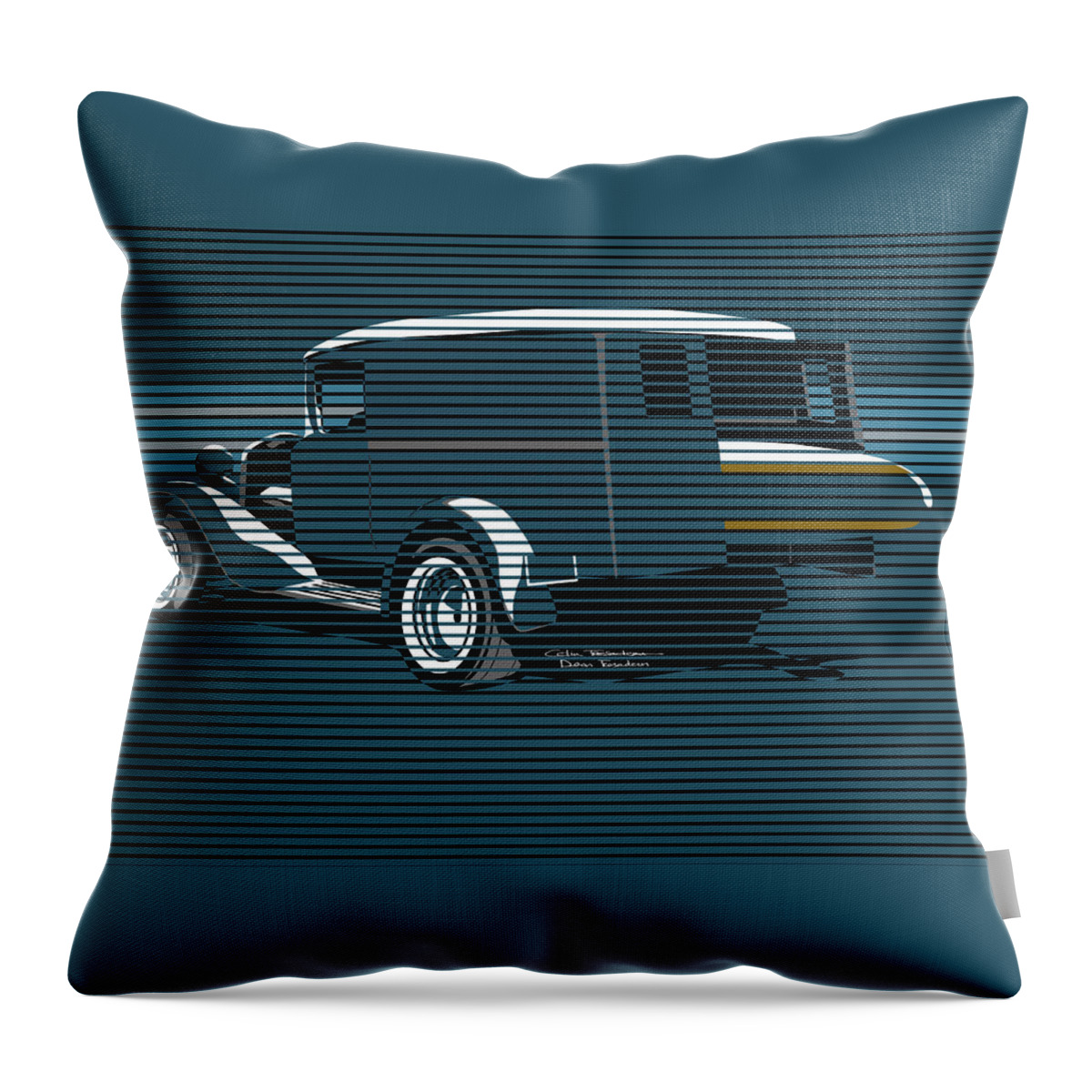 Surf Truck Throw Pillow featuring the digital art Surf Truck Ocean Blue by Colin Tresadern