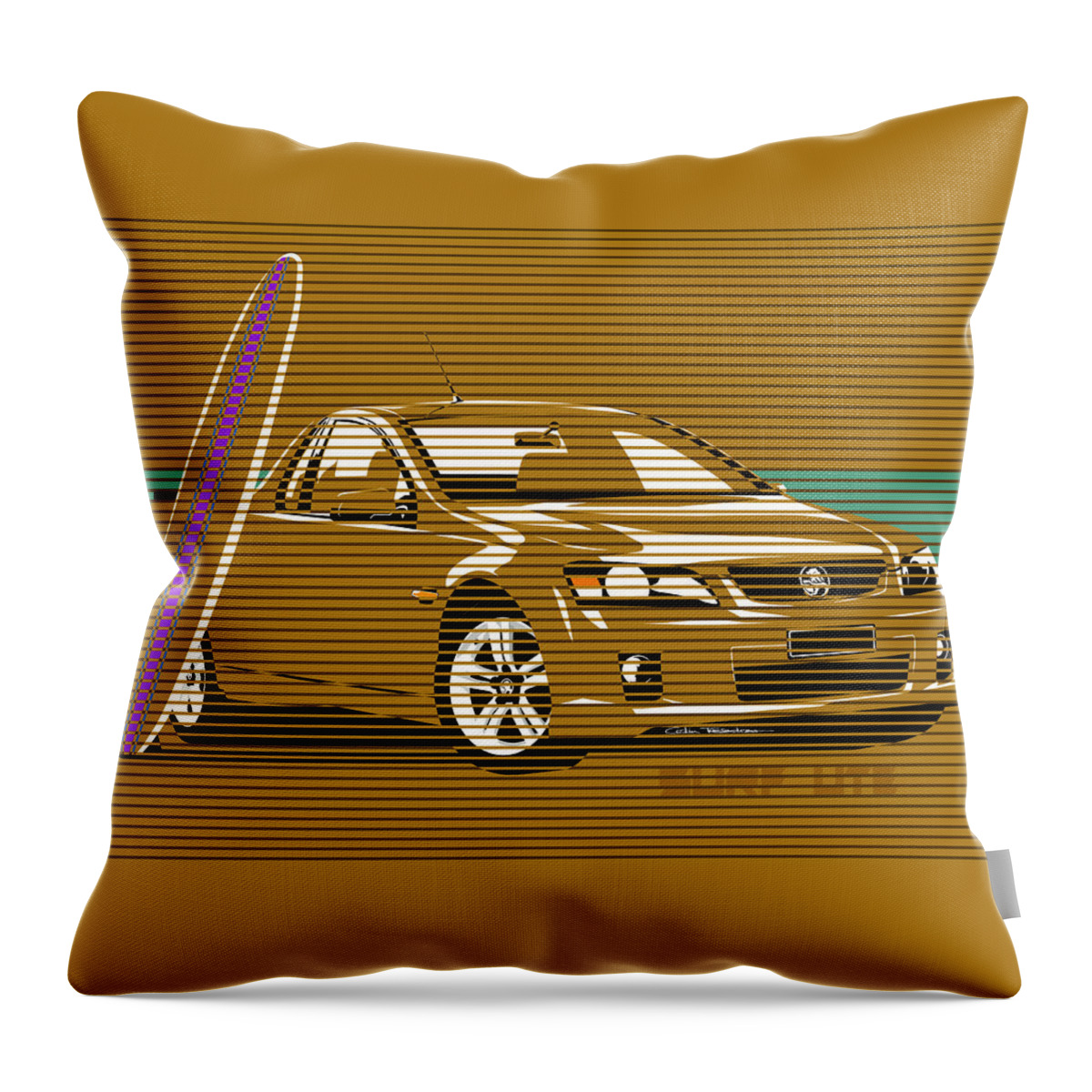 Holden Throw Pillow featuring the digital art Surf Ute by Colin Tresadern