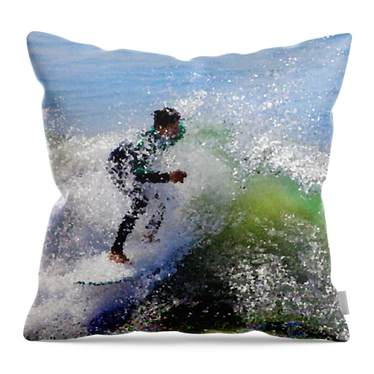 Mosaic Throw Pillow featuring the photograph Surfer 2 by Nicholas Burningham