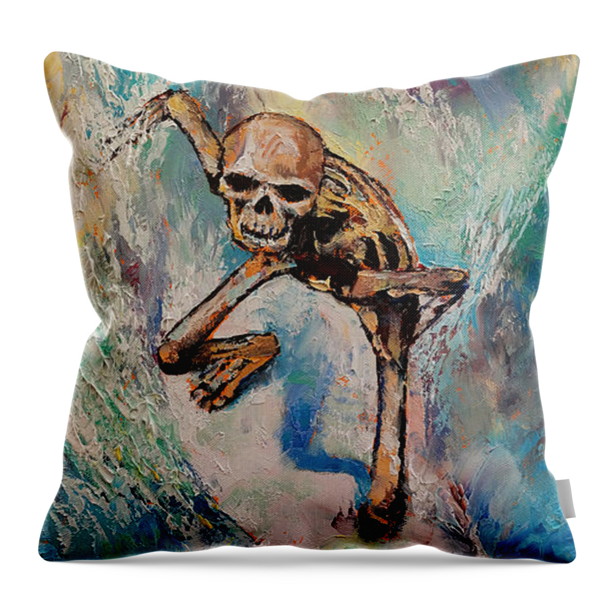 Skull Throw Pillow featuring the painting Surfer by Michael Creese