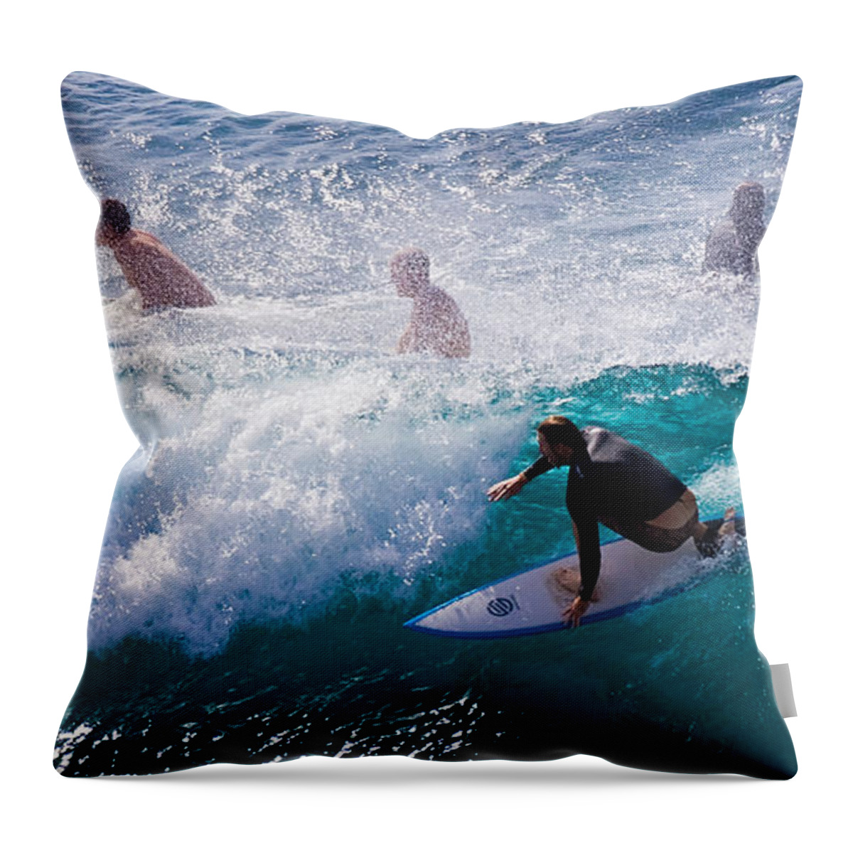 3scape Photos Throw Pillow featuring the photograph Surfing Maui by Adam Romanowicz