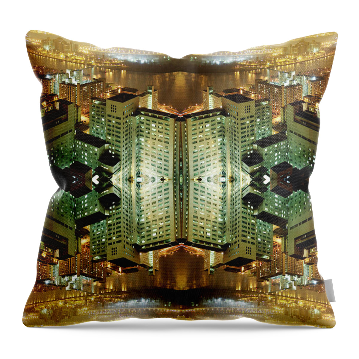 Downtown District Throw Pillow featuring the photograph Surreal New York City At Night by Silvia Otte