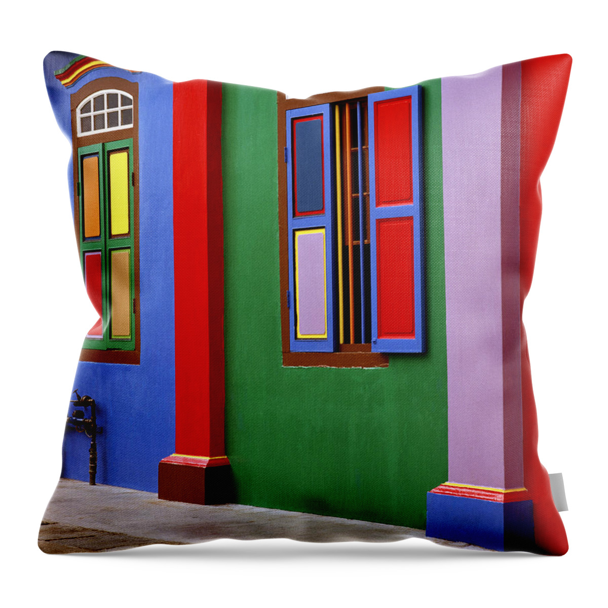 Color Throw Pillow featuring the photograph Surreal Singapore by Shaun Higson