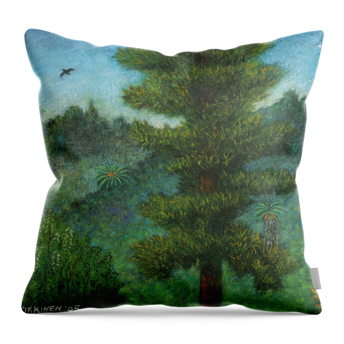 View Throw Pillow featuring the pastel Susan's View by Michael Heikkinen