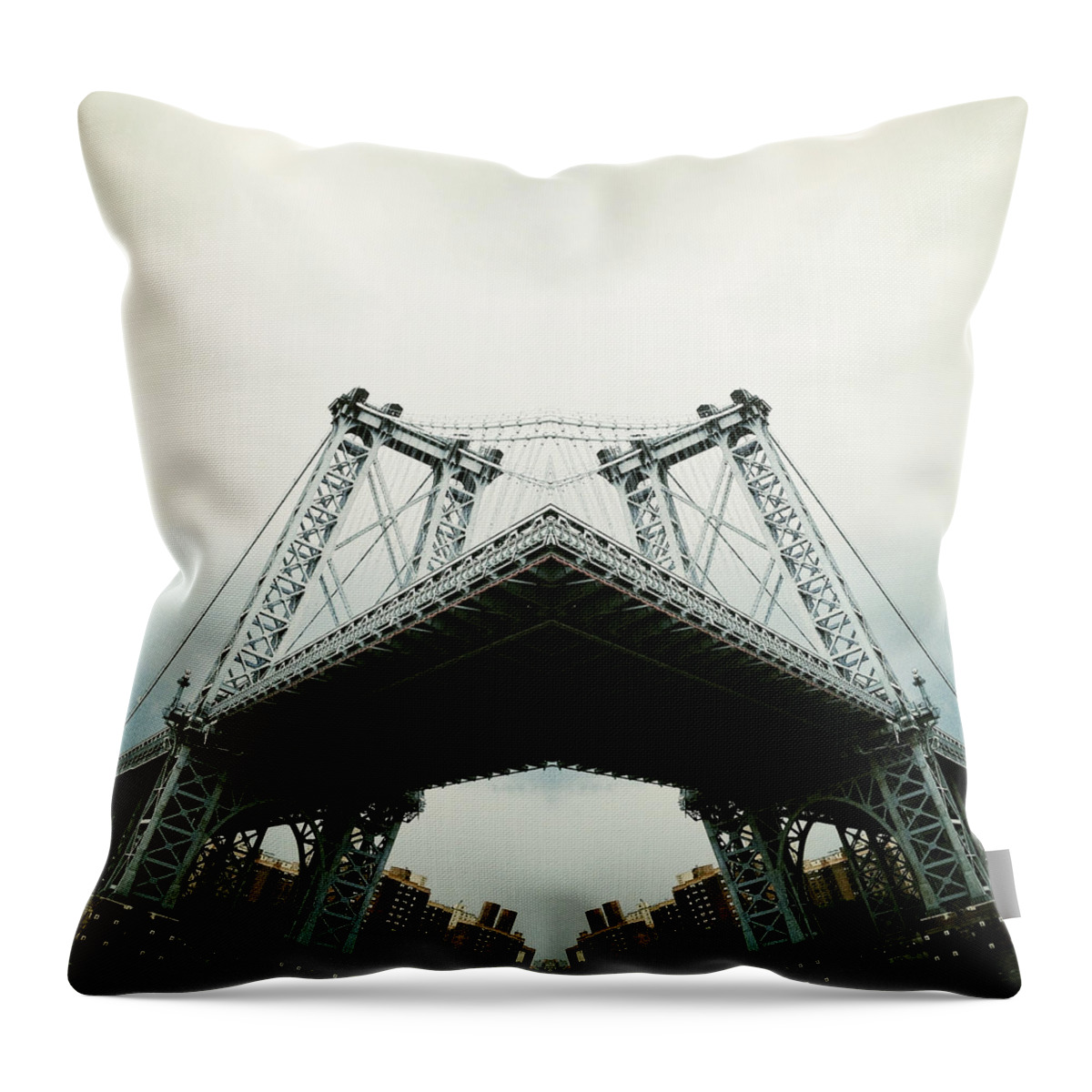 Manhattan Bridge Throw Pillow featuring the photograph Suspension of Disbelief by Natasha Marco