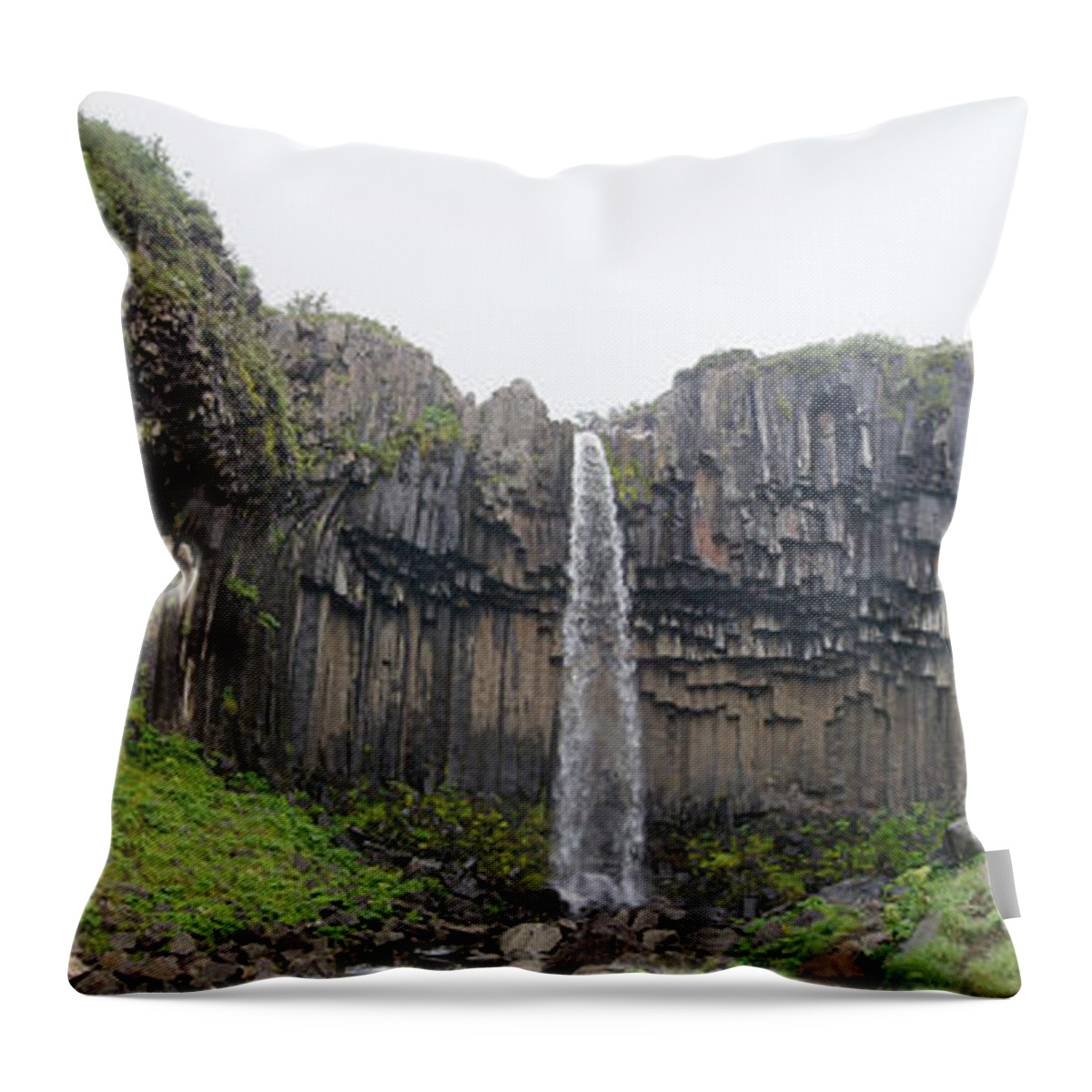 Prott Throw Pillow featuring the photograph Svartifoss panorama Iceland by Rudi Prott