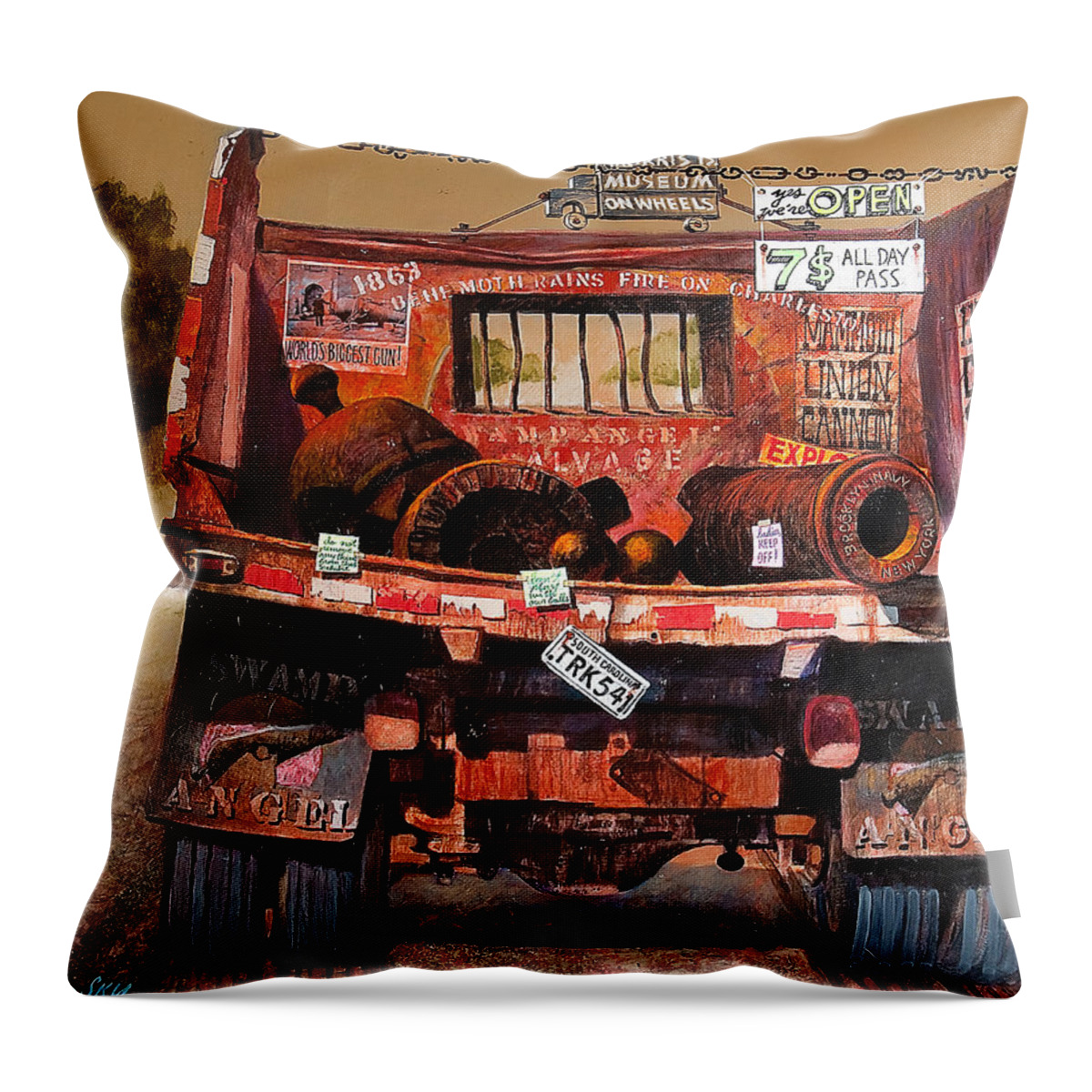 Truck Throw Pillow featuring the painting Swamp Angel by Blue Sky