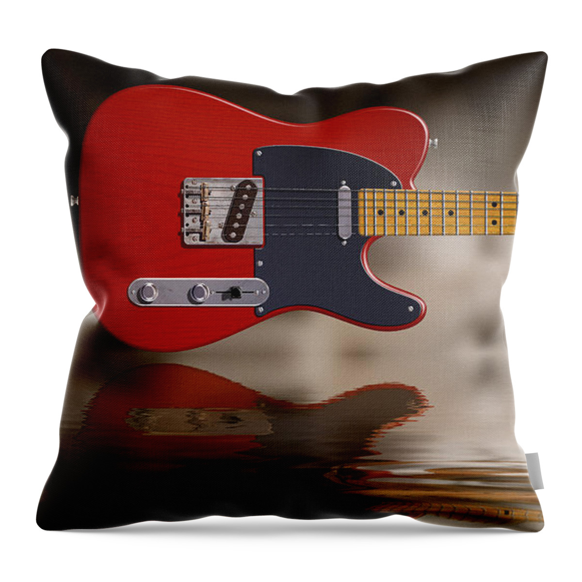 Telecaster Throw Pillow featuring the photograph Swamp Blues Red by WB Johnston