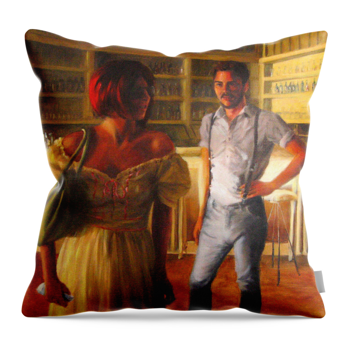 Bar Throw Pillow featuring the painting Swans' Focus by Connie Schaertl
