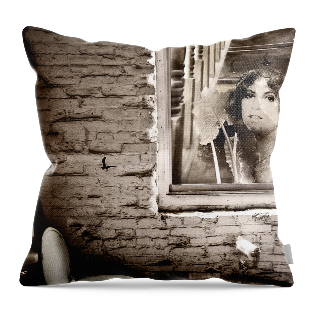 Youth Throw Pillow featuring the photograph Sweet Bird of Youth aka Window of Time b/w by Madeline Ellis