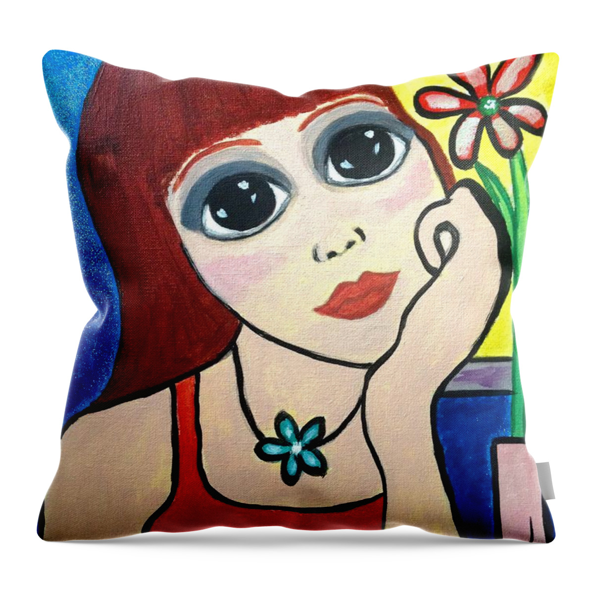Acrylic Throw Pillow featuring the painting Sweet Caroline by Chrissy Pena