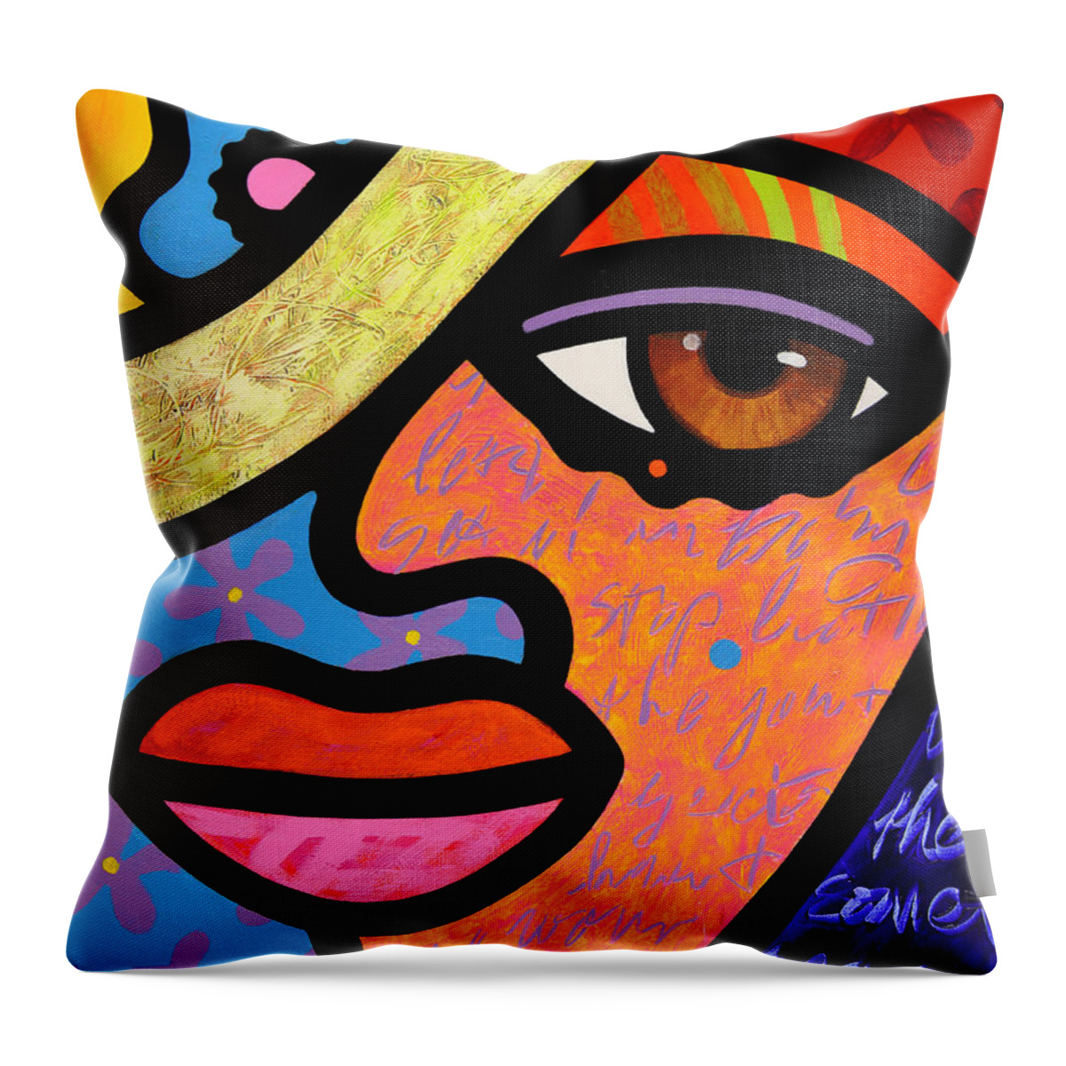 Eyes Throw Pillow featuring the painting Sweet City Woman by Steven Scott