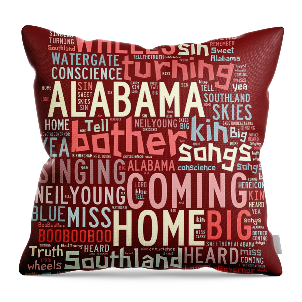 Wright Fine Art Throw Pillow featuring the digital art Sweet Home Alabama 4 by Paulette B Wright